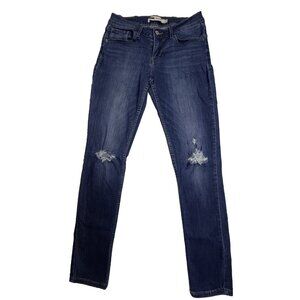 Levi’s 524 Skinny Jeans Women Size 7 Blue Distressed Raw Hem W28 L30 (Tag 28x32)